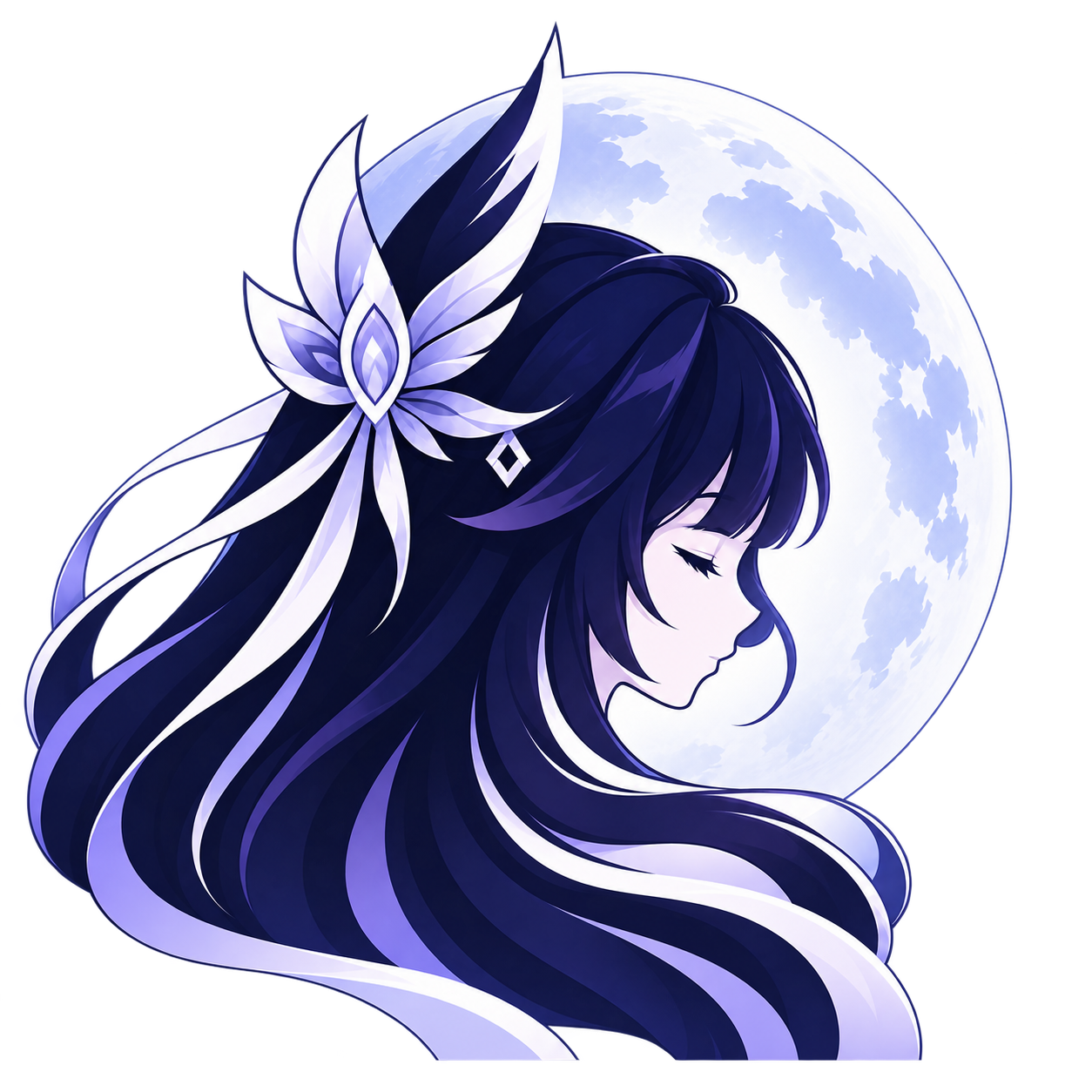 Seluna, an indigo-haired moon companion